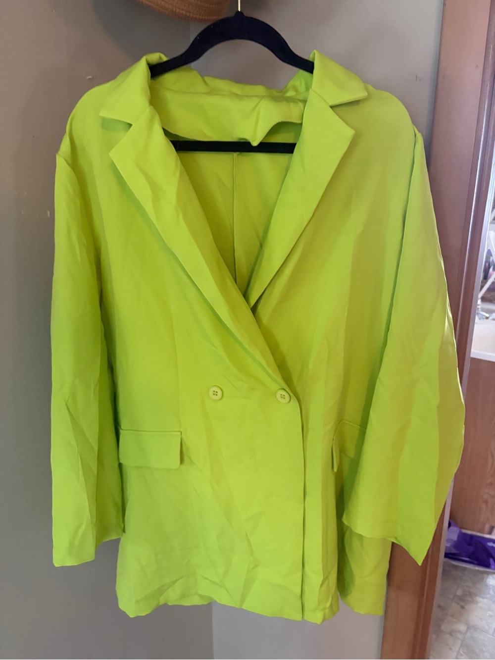 SHEIN Neon Lime Double-Breasted Women’s Blazer